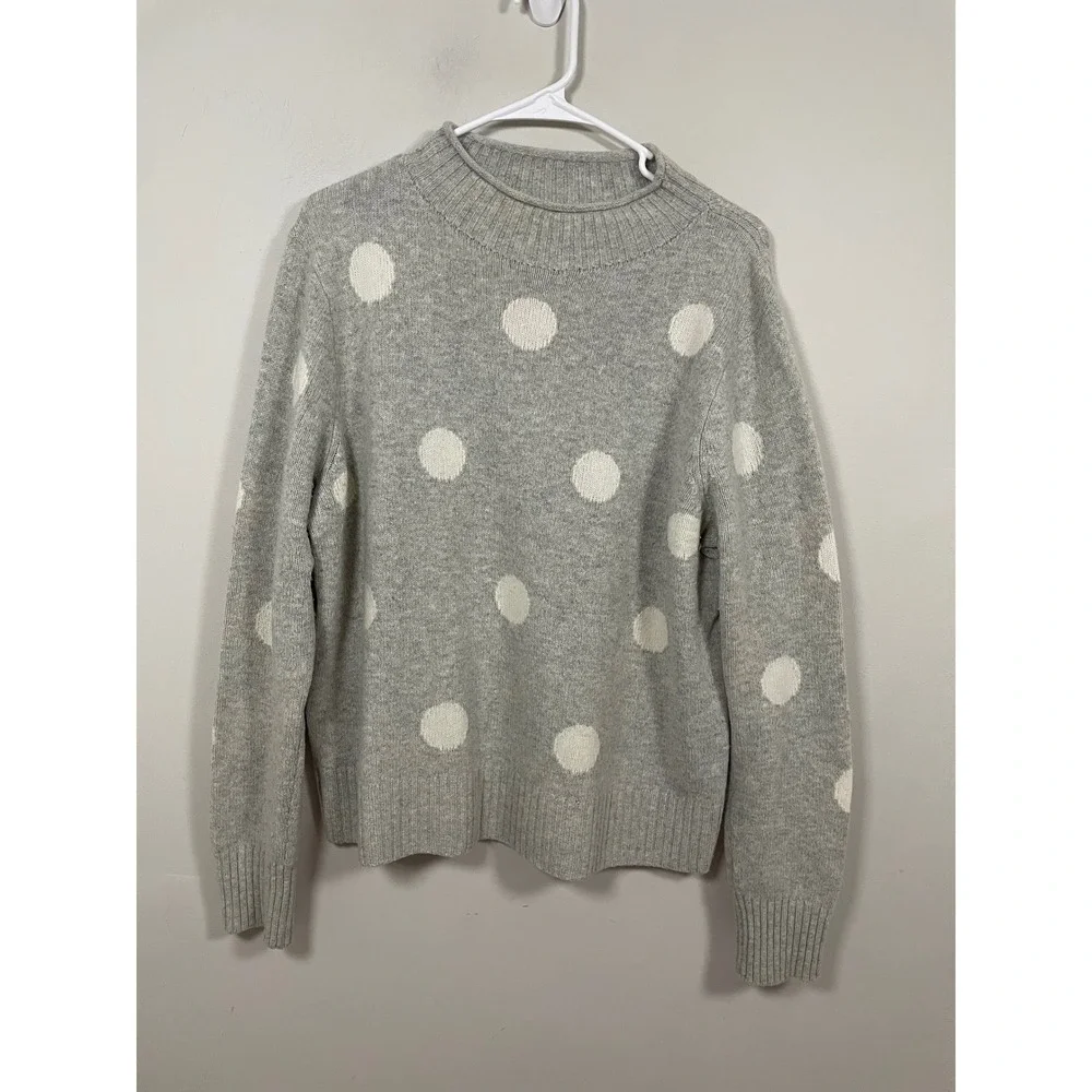 J.Crew Always 1988‎ Rollneck Sweater in Gray Polka Dot Size Large